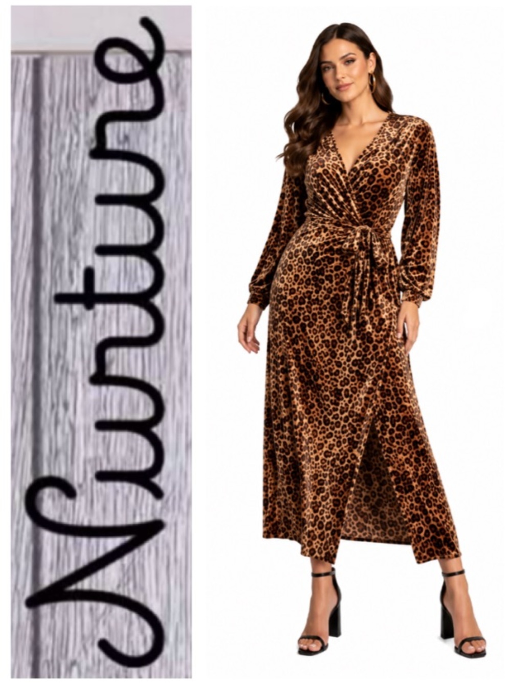 NEW!  Nurture by Westbound Leopard Print Velvet Faux Wrap Dress